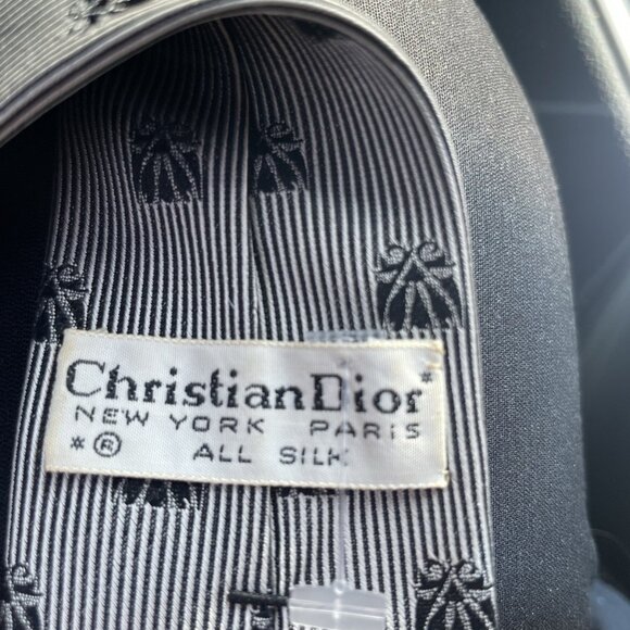 Christian Dior Vintage Tie Skinny Silk Silver Men's Rogers Peet punk - Picture 1 of 6